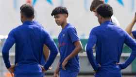 Lamine Yamal, en un entrenamiento con el FC Barcelona