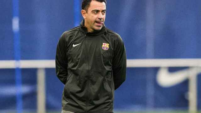 Xavi Hernández, durante un entrenamiento con el FC Barcelona en la Ciutat Esportiva