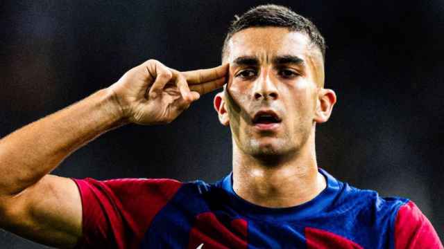 Ferran Torres, celebrando el gol de falta contra el Betis