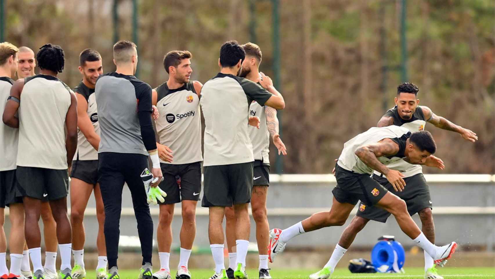 El FC Barcelona, durante un entrenamiento bajo el mando de Xavi