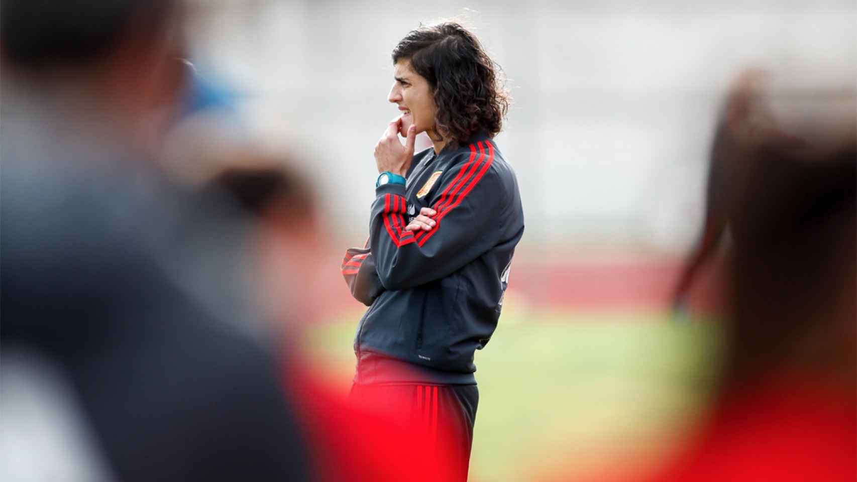 Montse Tomé, durante un entrenamiento con la selección española