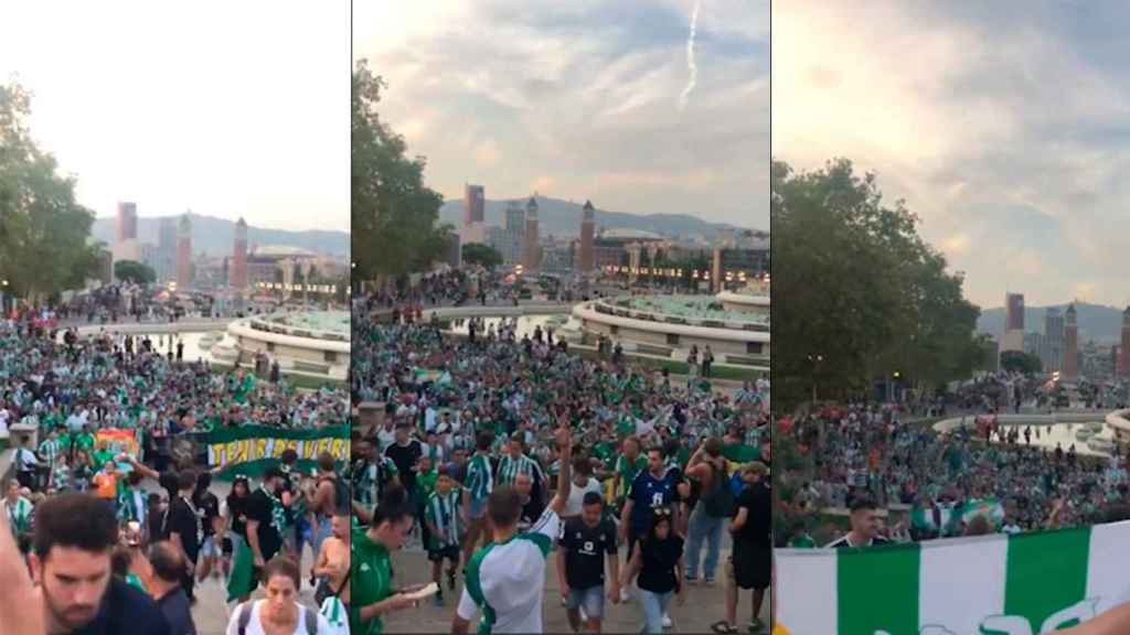 Miles de aficionados béticos invadieron el Estadi Olímpic Lluís Companys