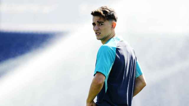 Gavi, durante un entrenamiento con el FC Barcelona