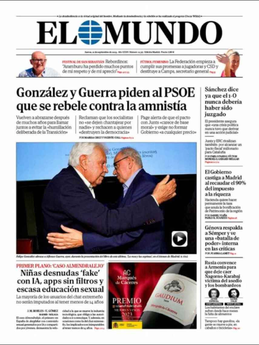 Portada de 'El Mundo' de 21 de septiembre de 2023