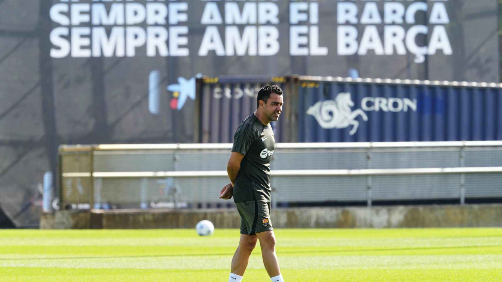 Xavi Hernández, durante un entrenamiento con el FC Barcelona