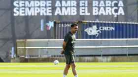 Xavi Hernández, durante un entrenamiento con el FC Barcelona