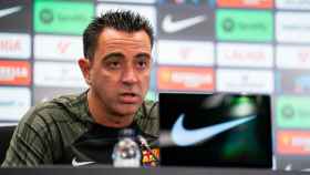 Xavi Hernández, hablando en la rueda de prensa previa al Barça-Celta