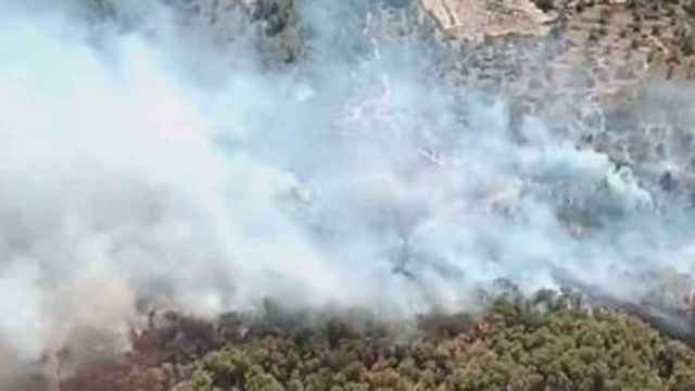 Los bomberos trabajan en un incendio forestal en Vespella de Gaià (Tarragona)