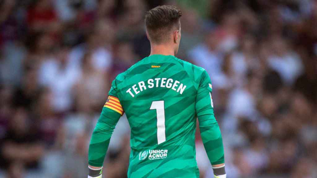 Ter Stegen, durante el partido en Son Moix contra el Mallorca