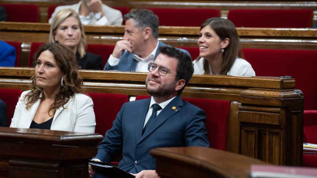 El presidente de la Generalitat, Pere Aragonès, en el debate de política general