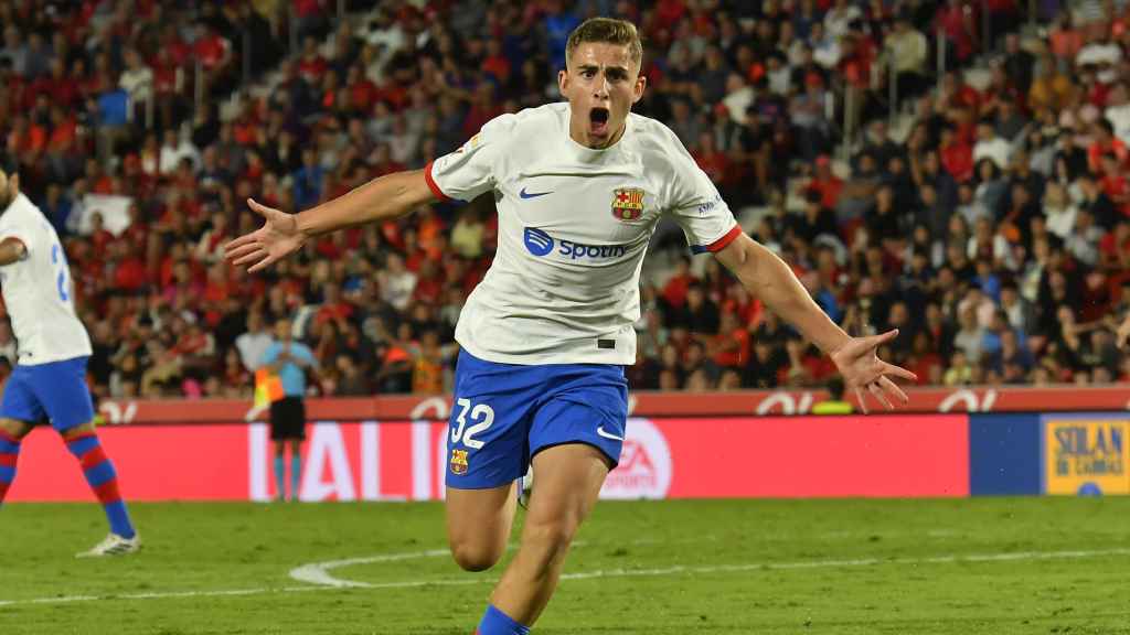 Fermín López celebra el gol del empate contra el Mallorca