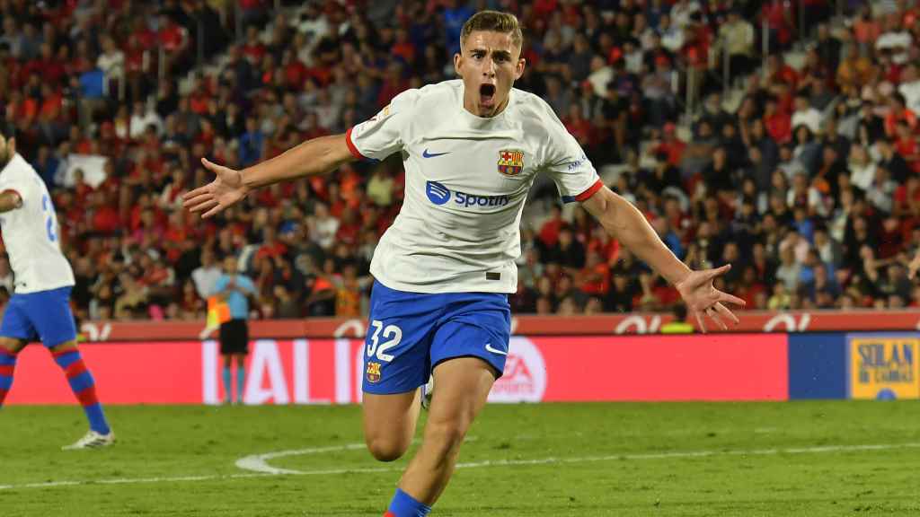 Fermín López celebra el gol del empate contra el Mallorca