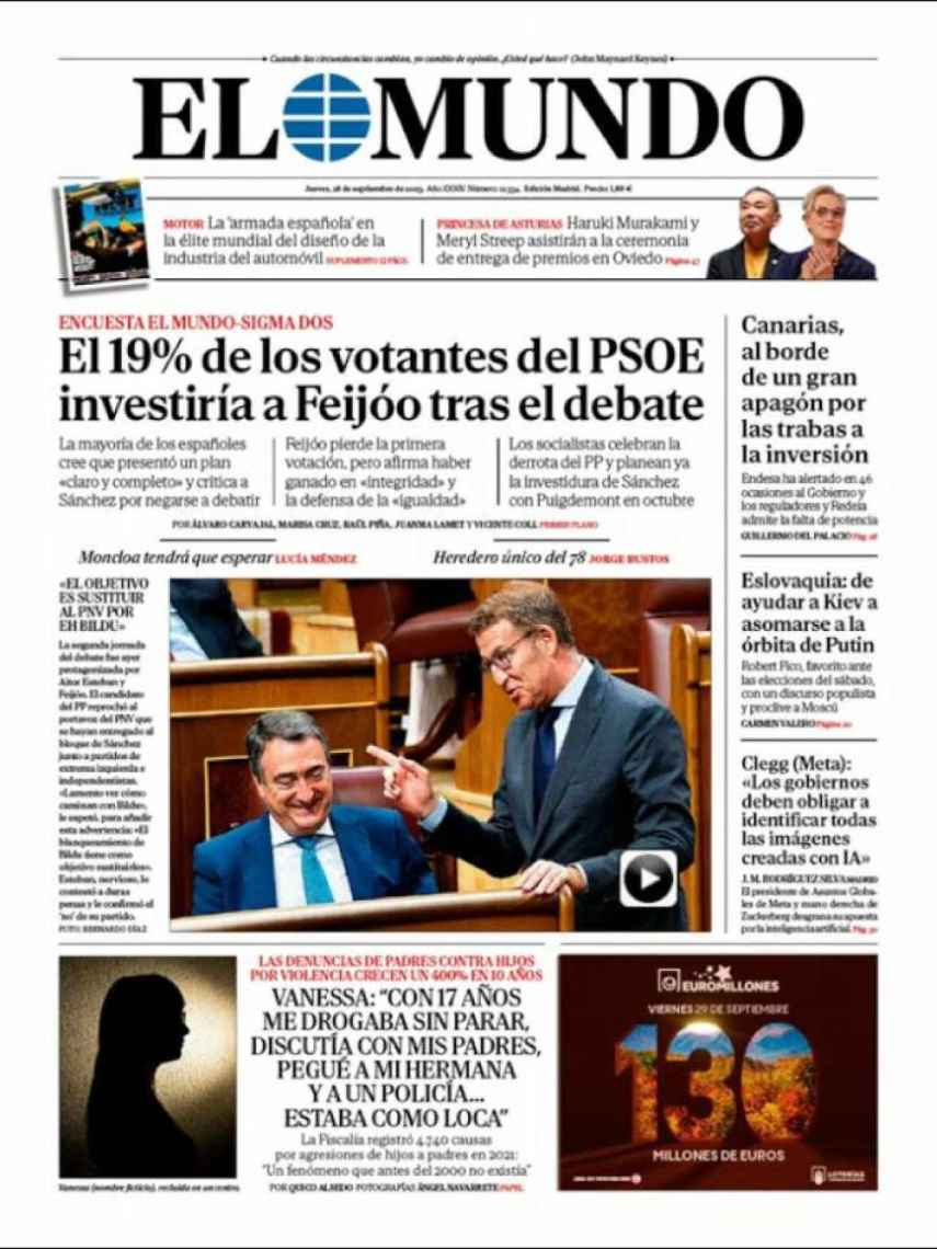 Portada de 'El Mundo' de 28 de septiembre de 2023