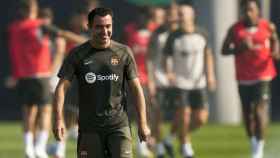 Xavi Hernández, durante un entrenamiento con el Barça en la Ciutat Esportiva