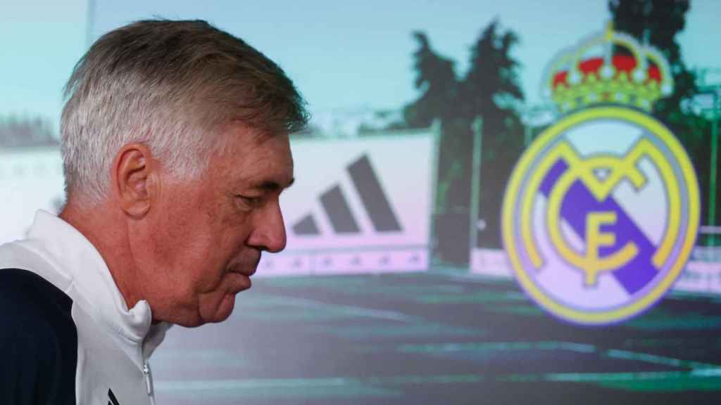 Carlo Ancelotti, durante una rueda de prensa con el Real Madrid