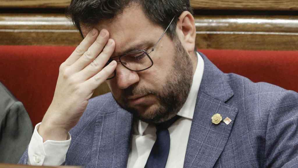 El presidente de la Generalitat, Pere Aragonès, en el Parlament