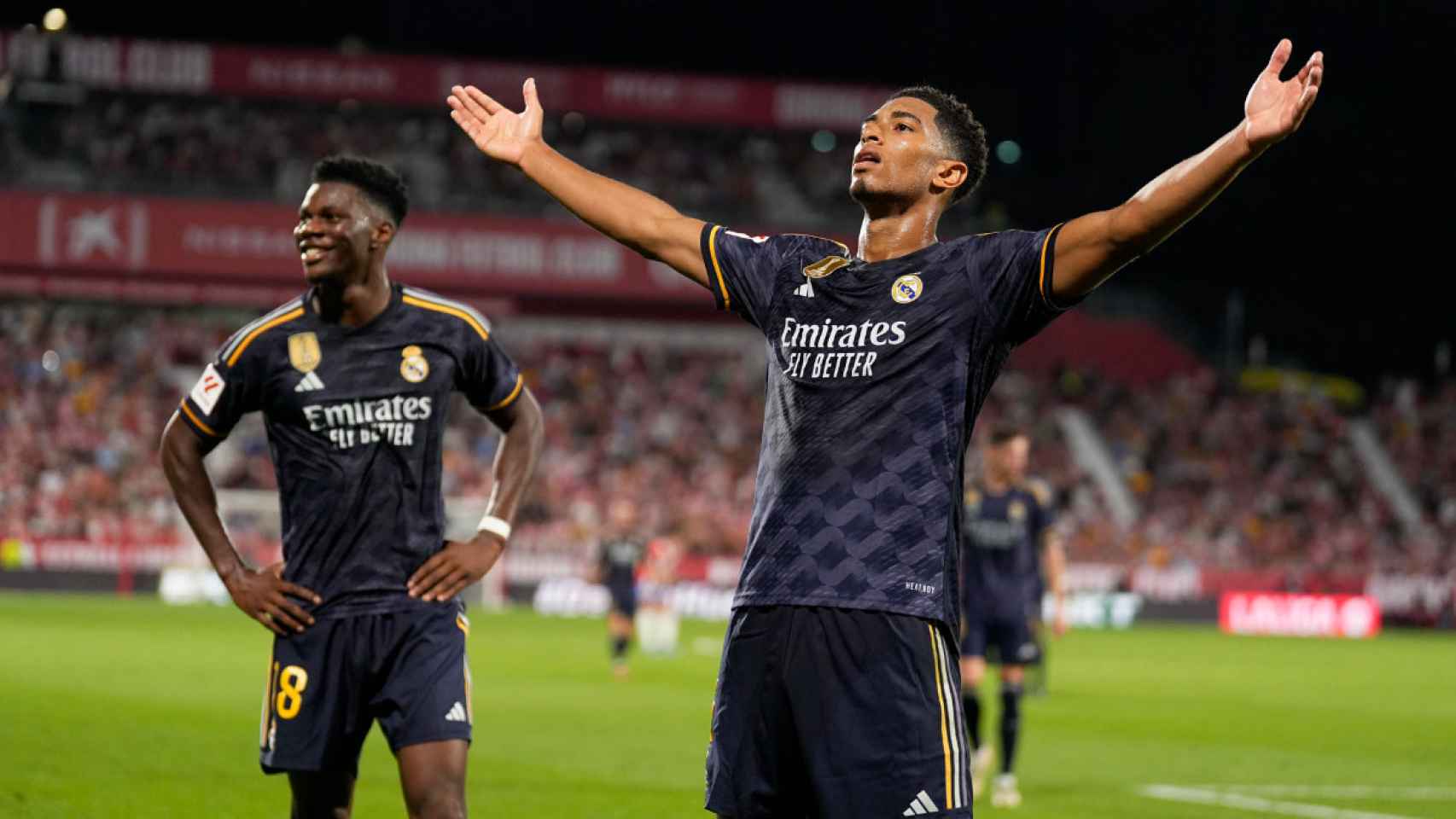 Jude Bellingham celebra el tercer gol del Real Madrid contra el Girona