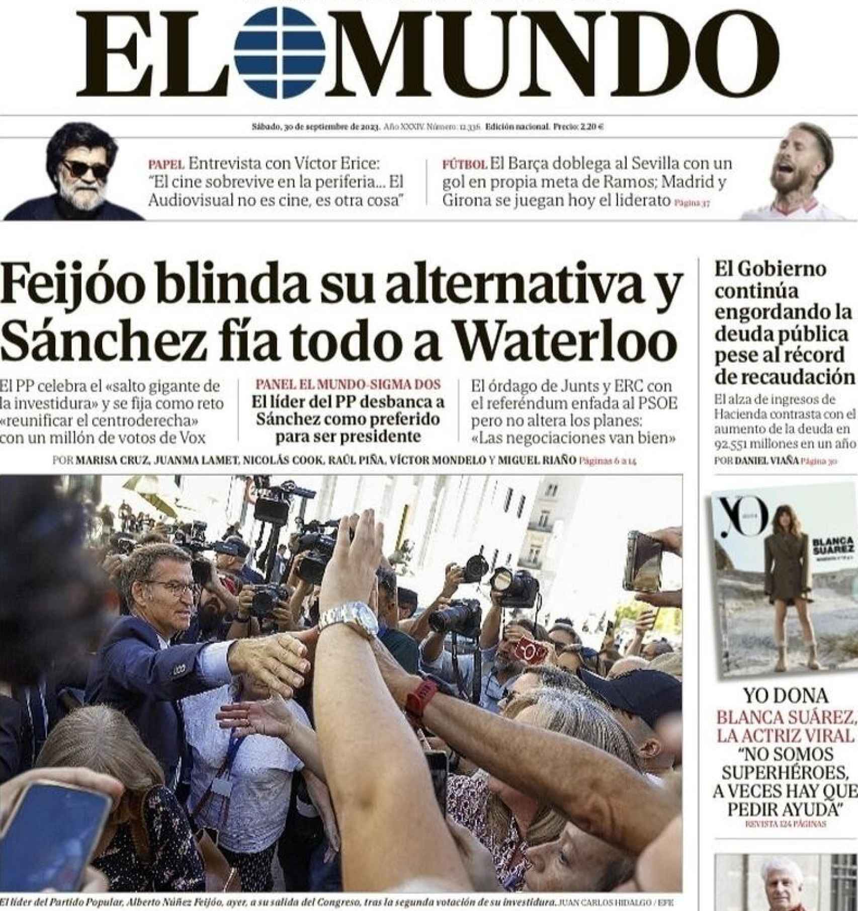 Portada de El Mundo, 30 de septiembre de 2023