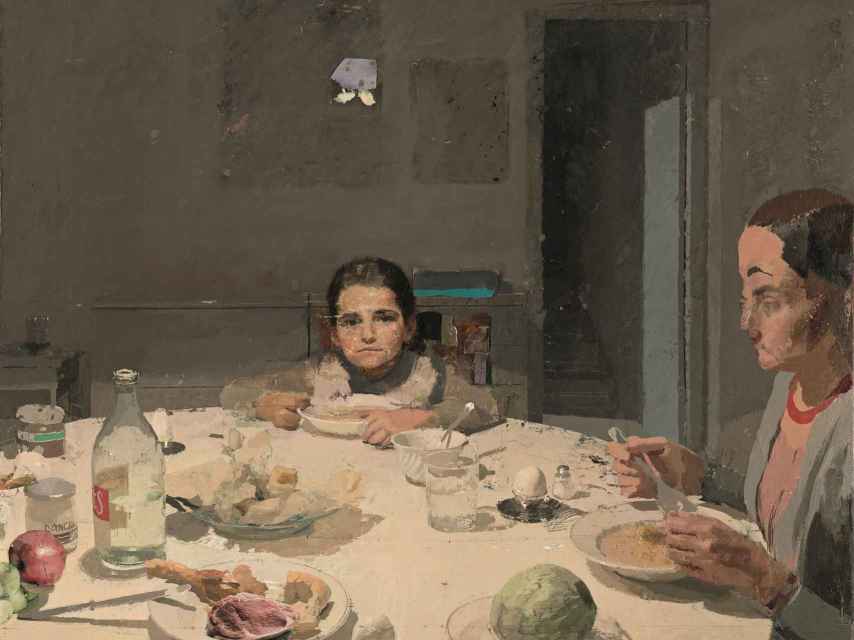 El lienzo ‘La cena’ (1971-1980), en el que López retrató a su hija María y a su esposa, la también pintora María Moreno