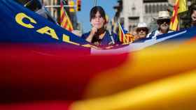 Un asistente a la marcha de la ANC en Barcelona