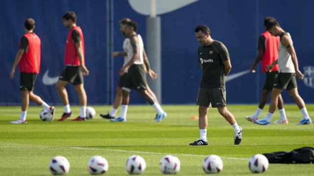 Xavi Hernández, durante un entrenamiento del FC Barcelona