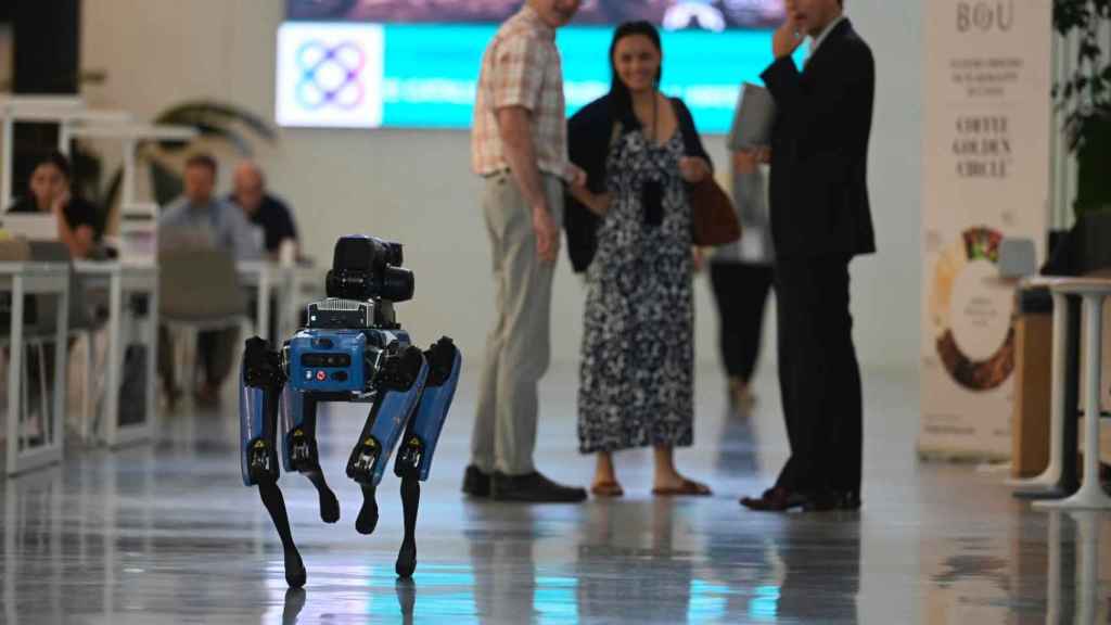 Un perro robot en el edificio DFactory de Barcelona