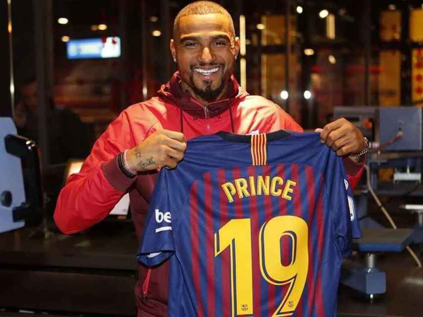 Kevin-Prince Boateng, cuando fue presentado con el FC Barcelona