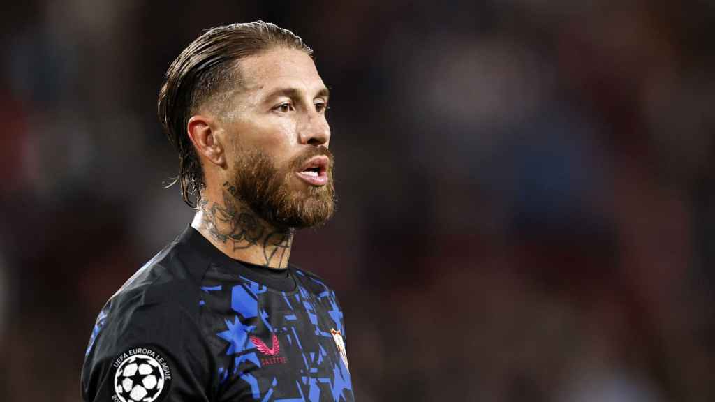 Sergio Ramos, durante el partido que el Sevilla disputó contra el PSV Eindhoven