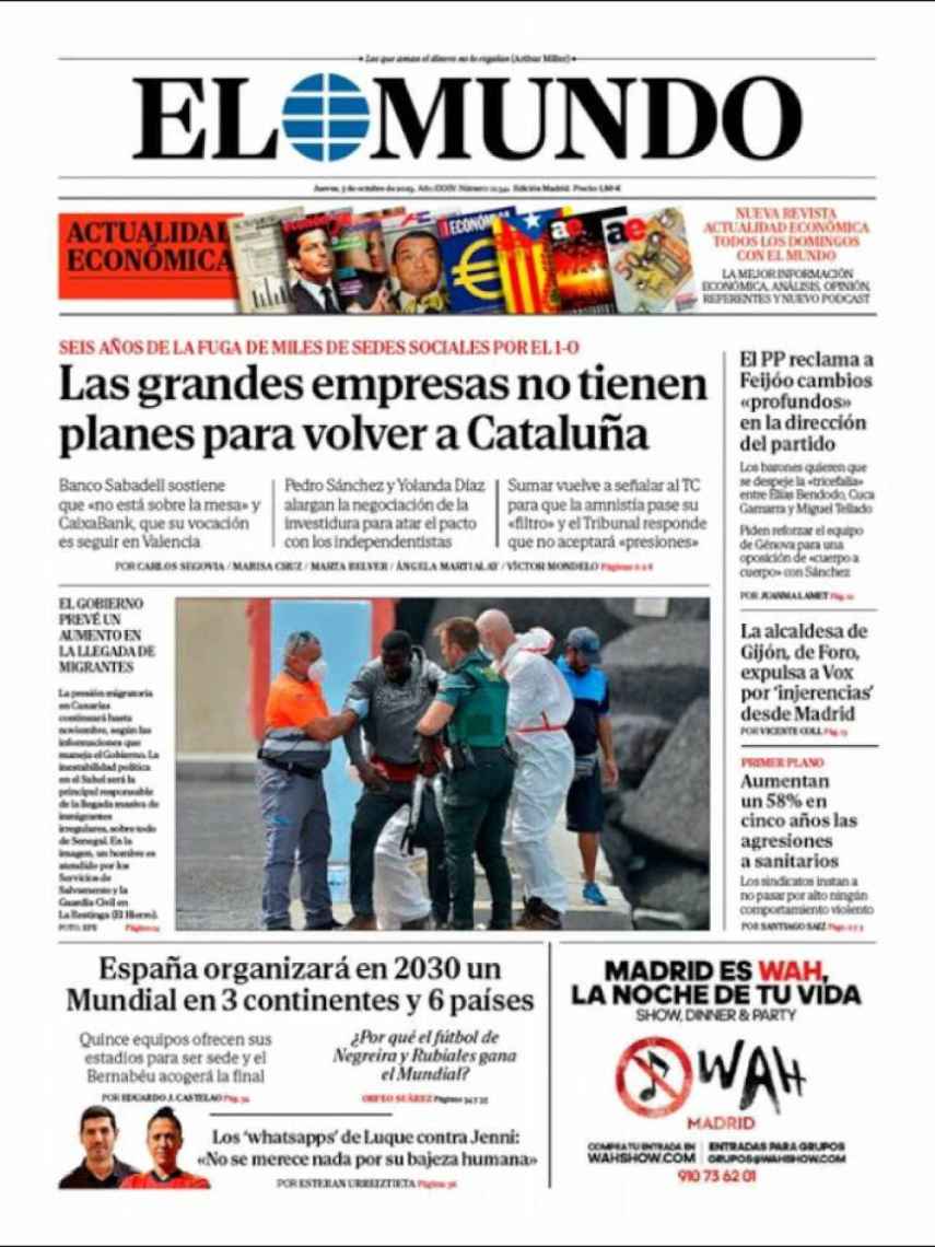 Portada de 'El Mundo' de 5 de octubre de 2023