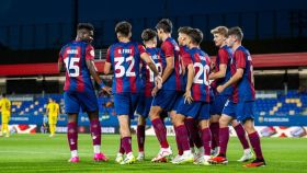 El filial del Barça celebra un gol en el Estadi Johan Cruyff