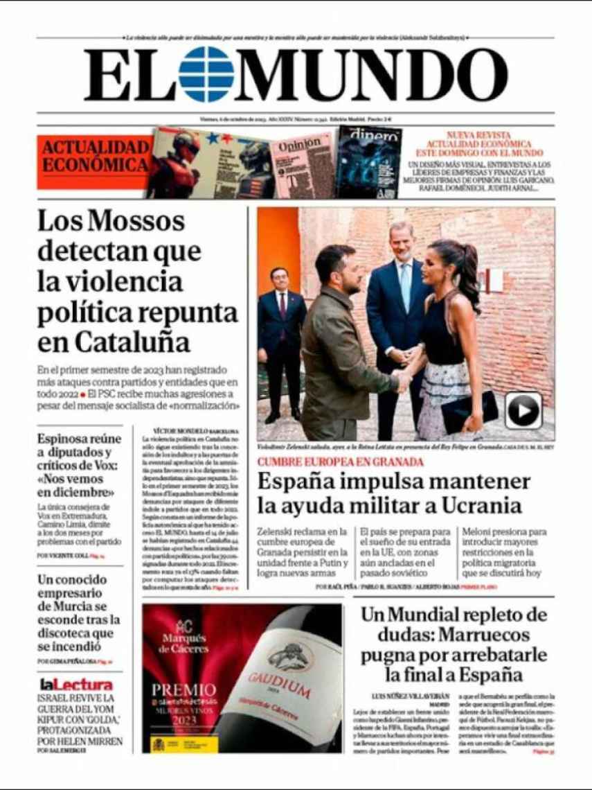 Portada de 'El Mundo' de 6 de octubre de 2023