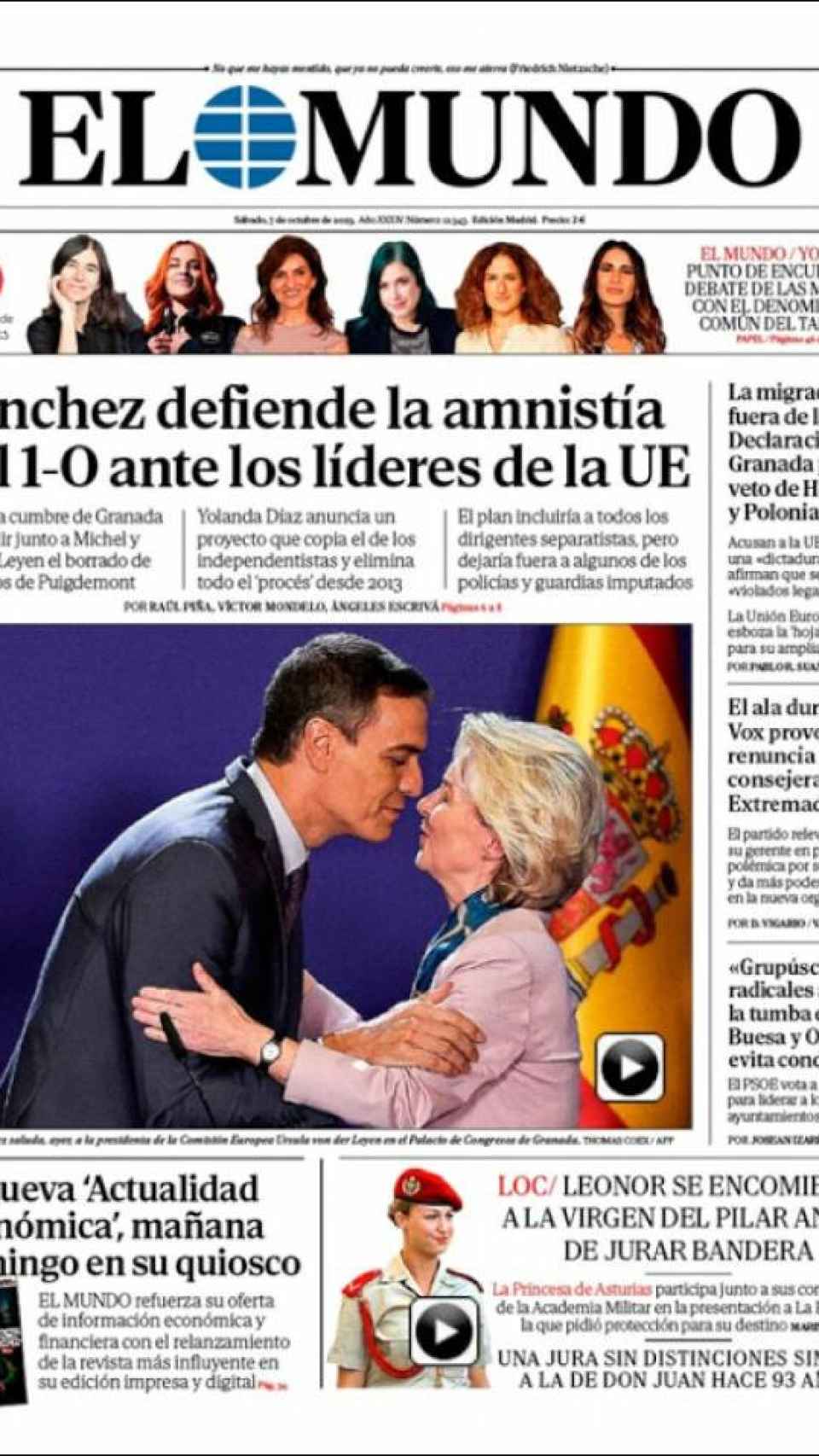 Portada de 'El Mundo' del 7 de octubre de 2023