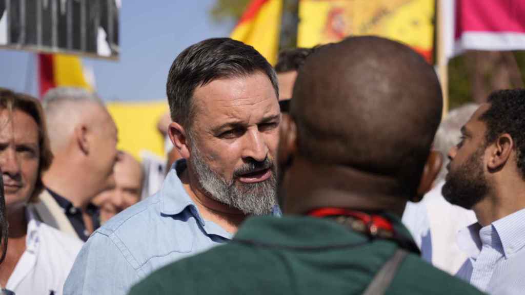 Santiago Abascal, líder de Vox, en la manifestación de este domingo en Barcelona