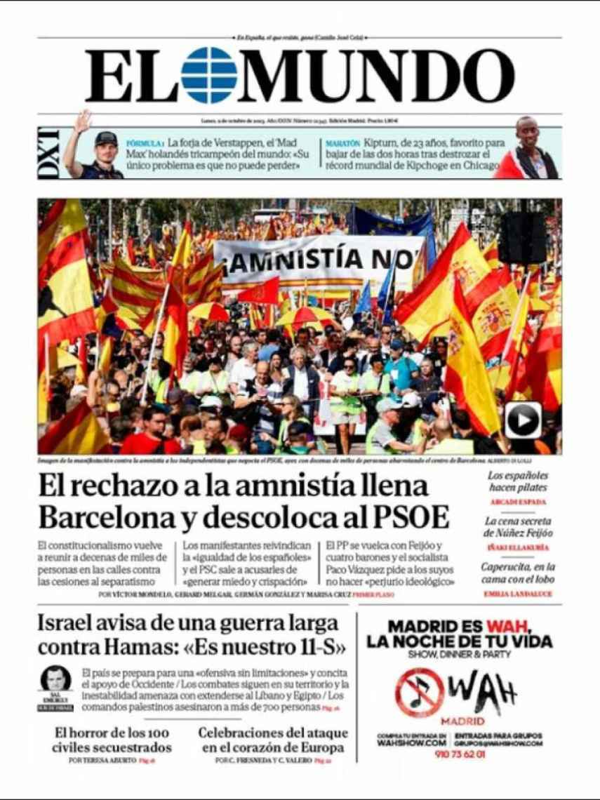 Portada de 'El Mundo' de 9 de octubre de 2023