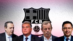 Enríquez Negreira, Joan Laporta, Sandro Rosell y Josep María Bartomeu