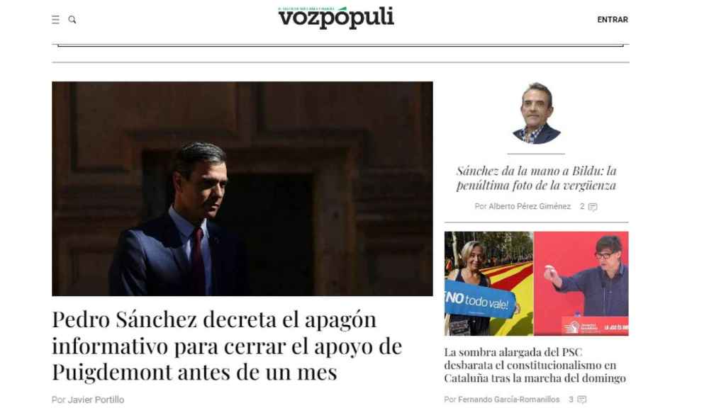 Portada de 'Vozpopuli' de 14 de octubre de 2023