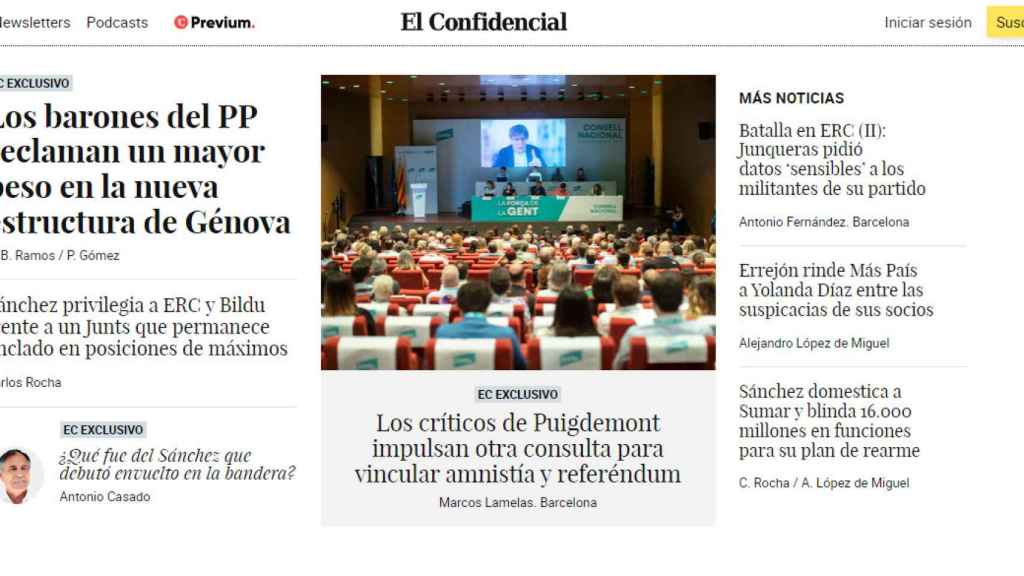 Portada de 'El Confidencial' de 14 de octubre de 2023