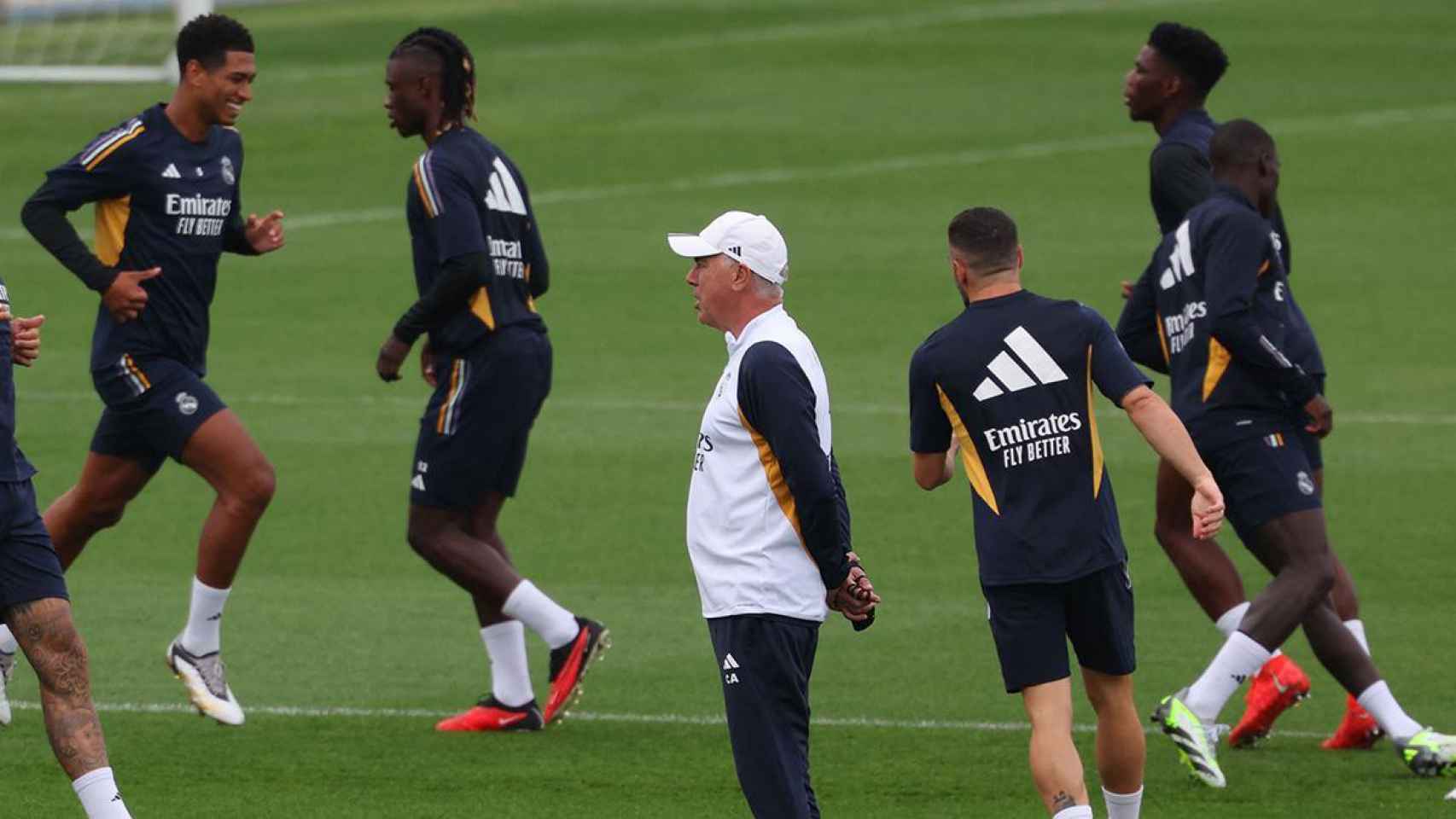 Carlo Ancelotti, durante un entrenamiento del Real Madrid