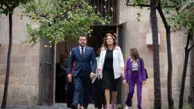 El presidente de la Generalitat, Pere Aragonès y la consellera de la Presidencia, Laura Vilagrà, a su llegada a la reunión del Govern sobre el informe