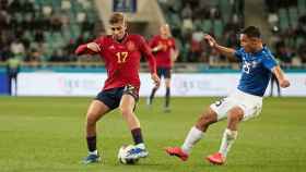 Fermín López, durante un partido con la selección española Sub-21