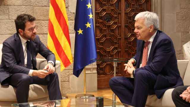 El presidente de la Generalitat, Pere Aragonès, y el comisario de Justicia de la Unión Europea, Didier Reynders