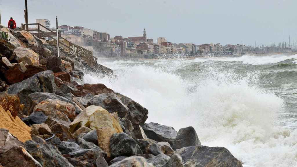 Playa de Montgat en la borrasca Celia