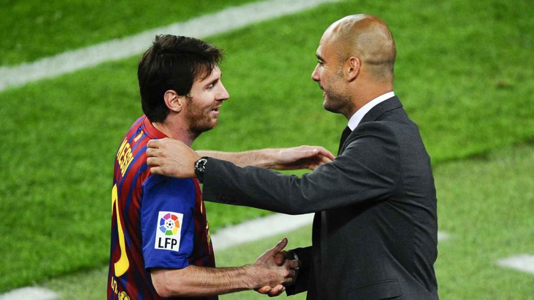 Messi y Guardiola, durante un partido del Barça en la Champions 2010-11