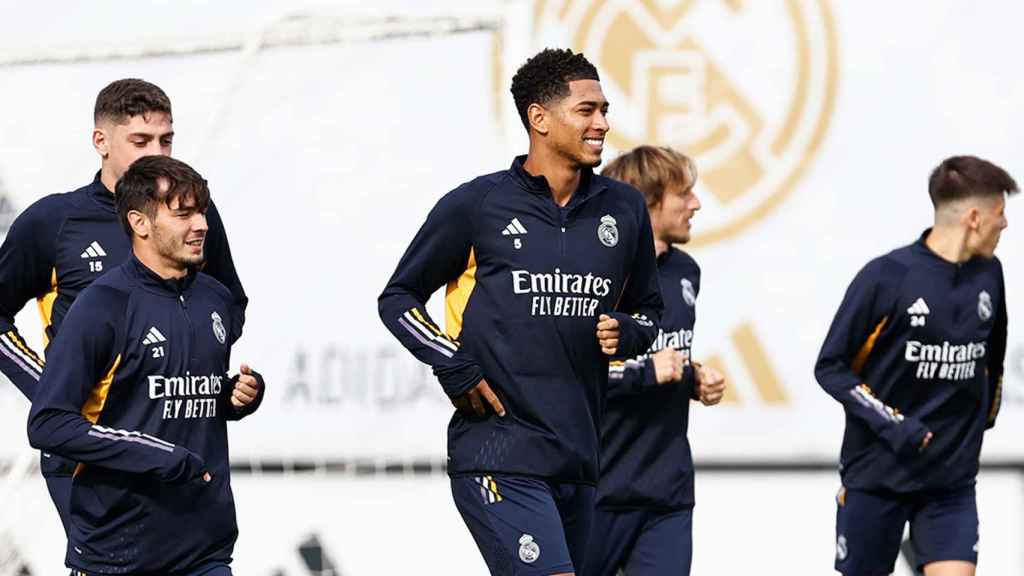 Jude Bellingham, en una sesión del Real Madrid, antes de un partido de Liga