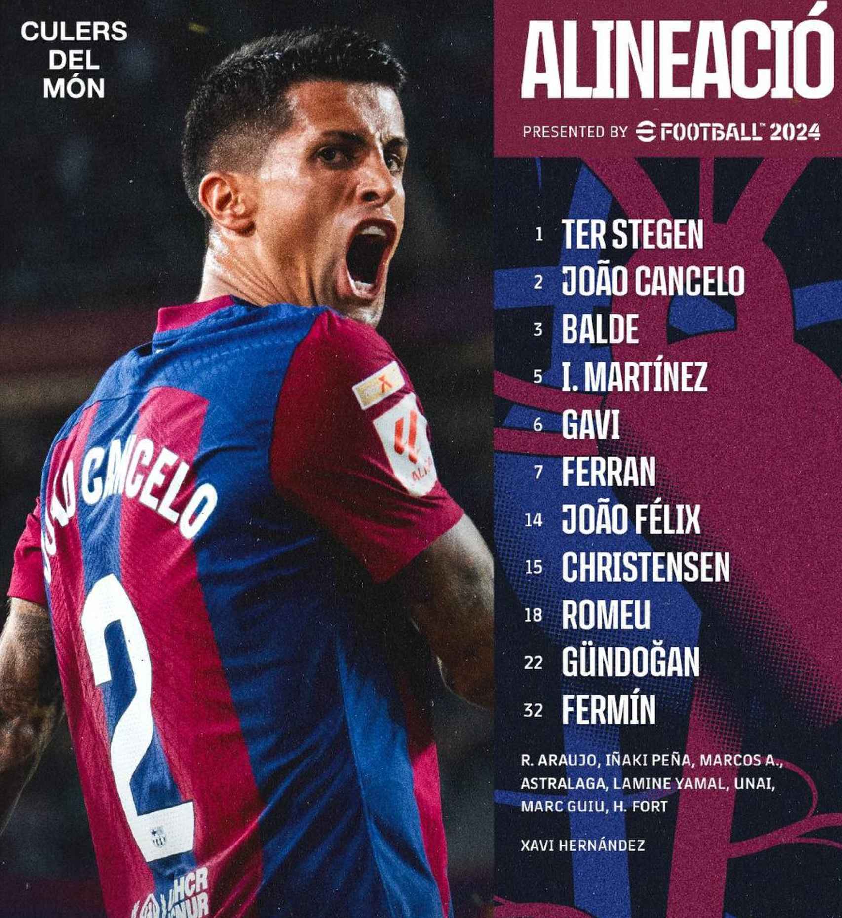 El once titular del Barça contra el Athletic