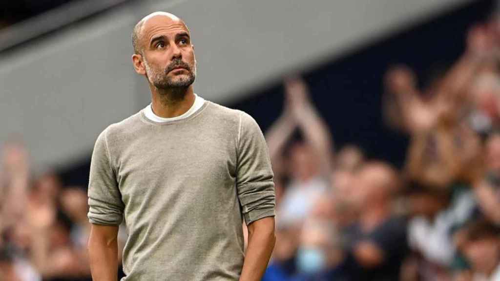 Pep Guardiola, durante un partido del Manchester City