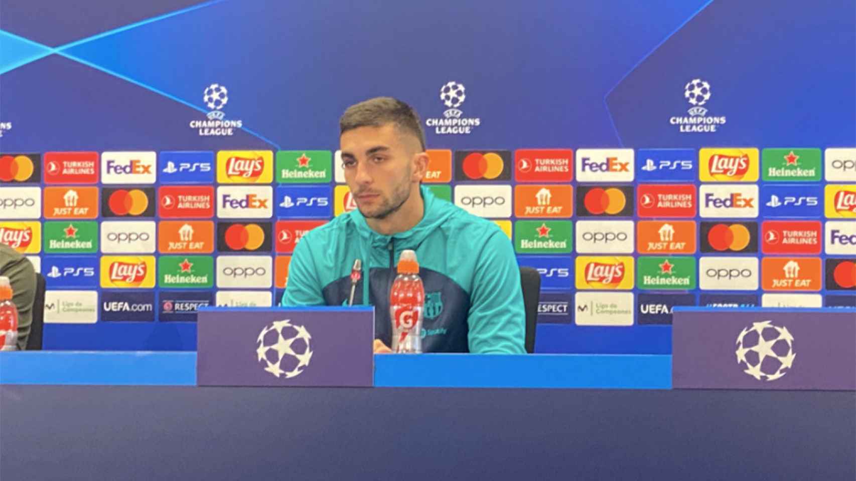 Ferran Torres, durante la rueda de prensa previa al Barça-Shakhtar