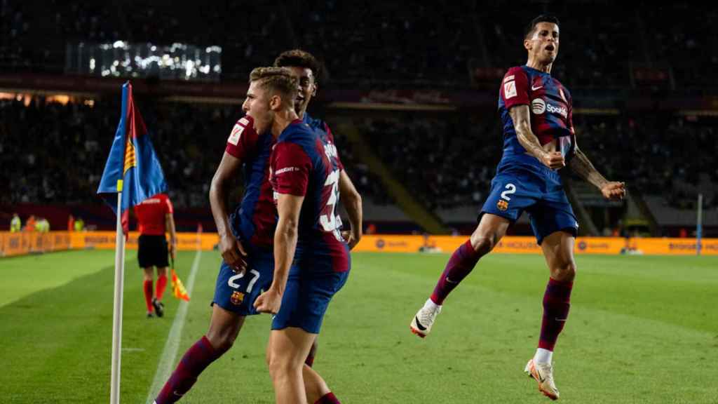 La explosión de euforia de los jugadores del Barça en un triunfo en la Liga