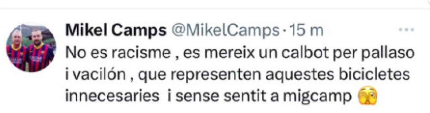 El tuit de Miquel Camps contra Vinicius