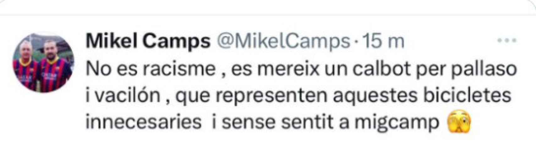 El tuit de Miquel Camps contra Vinicius